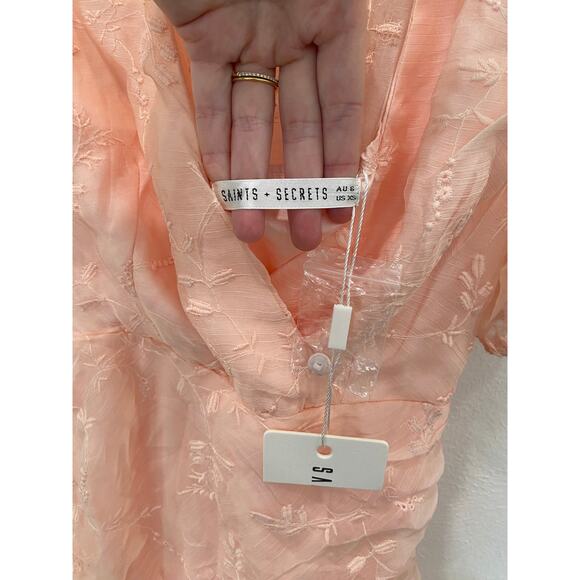 Saint + Secrets Cherry Blossom Pink Girly Ruffle Hem Dress XS NWT - Picture 5 of 5